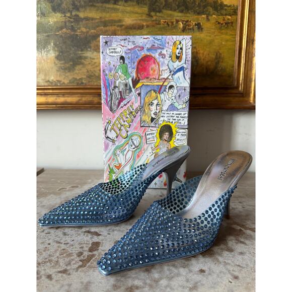 Jeffrey Campbell Romantique Blue Clear Rhinestones Pointed Toe Pump 8.5 w box - Picture 10 of 14